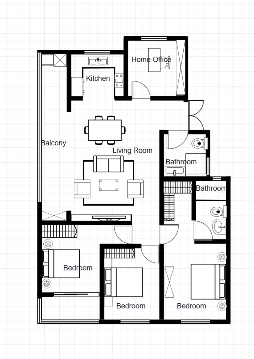 House Floor Plan with Home Office floor plan template preview