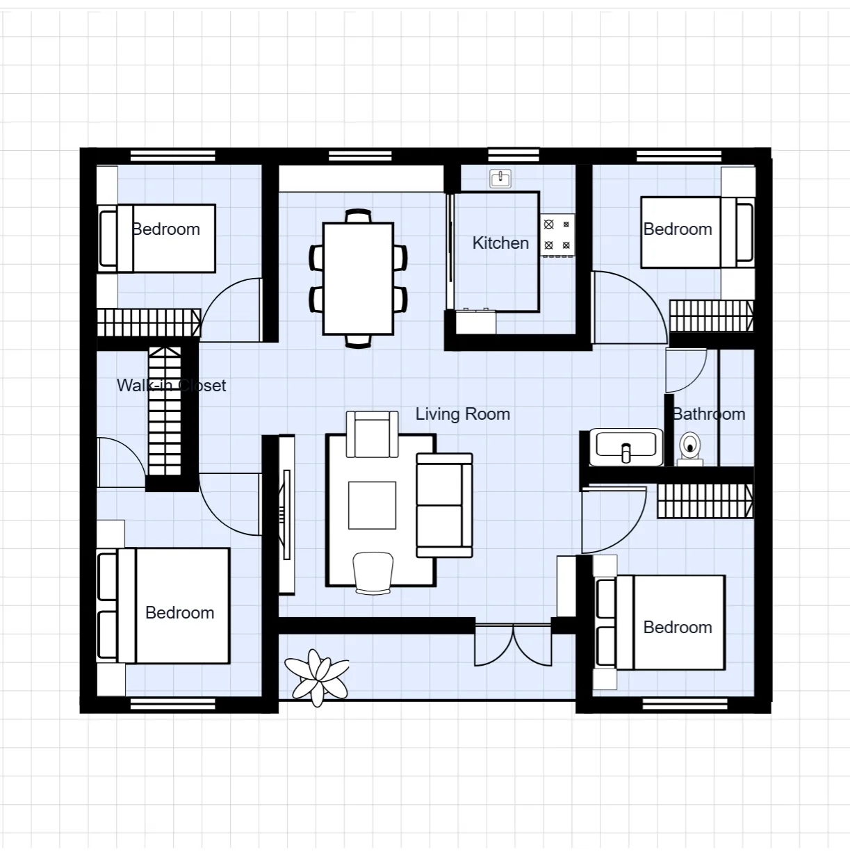 House Floor Plan with Walk-in Closet floor plan template preview