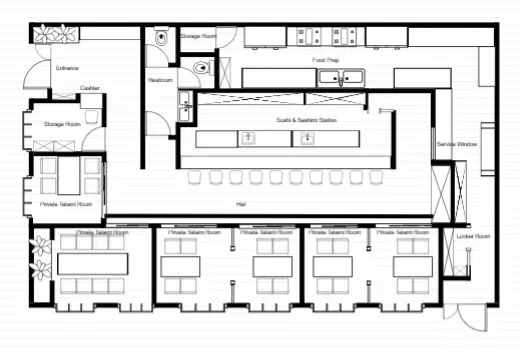 Japanese Restaurant Floor Plan floor plan template preview