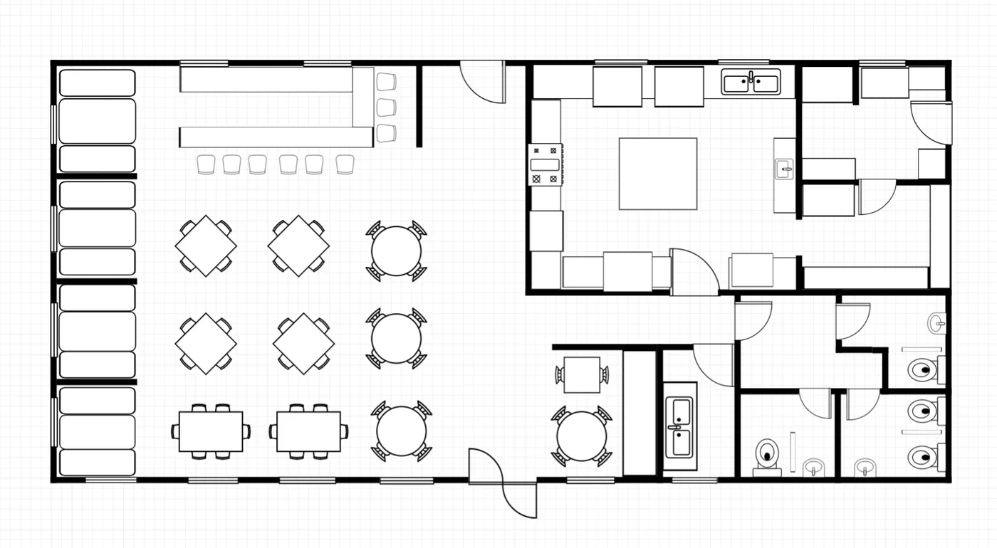 Open Dining Restaurant Floor Plan floor plan template preview