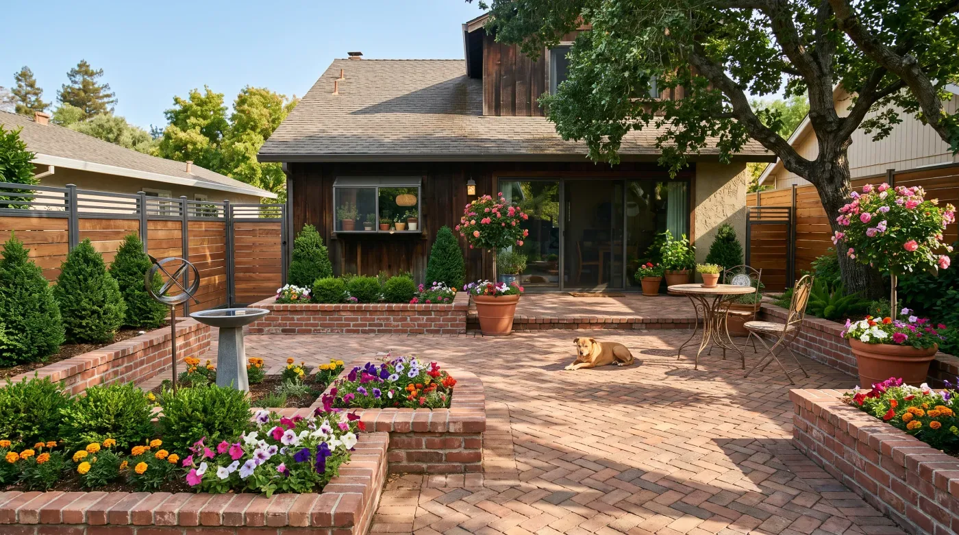 Photorealistic render of a planted garden