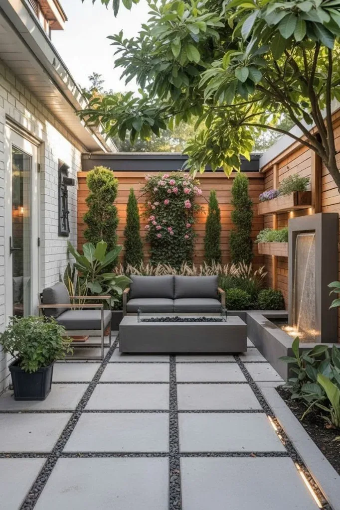 Landscape rendered in a modern planting style