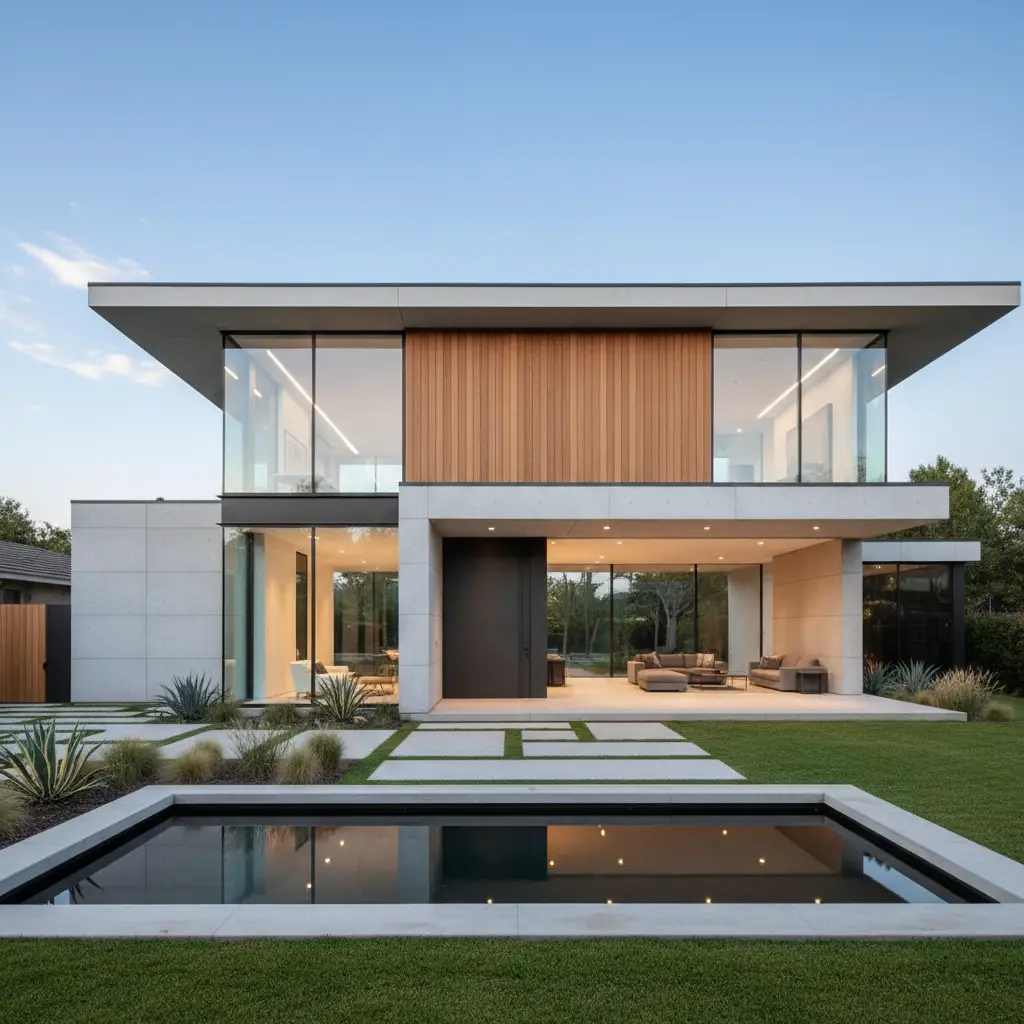 House exterior rendered in a modern architectural style