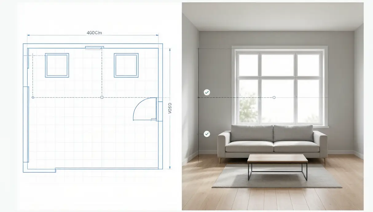 Rendered view keeping the original wall positions of the source plan