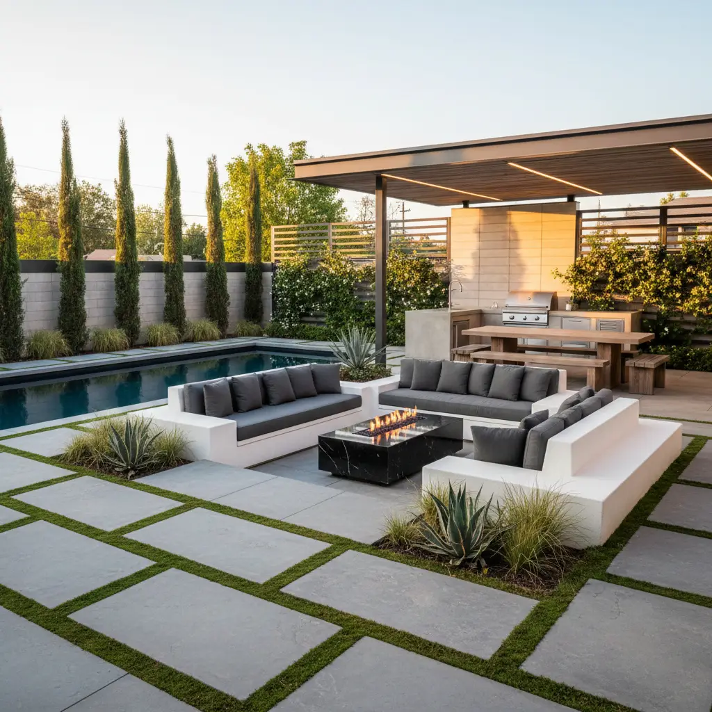 Garden rendered in a modern planting style