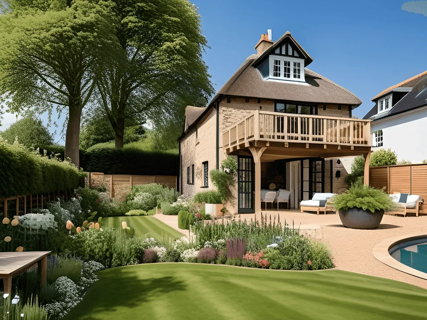 Photorealistic render of a planted garden
